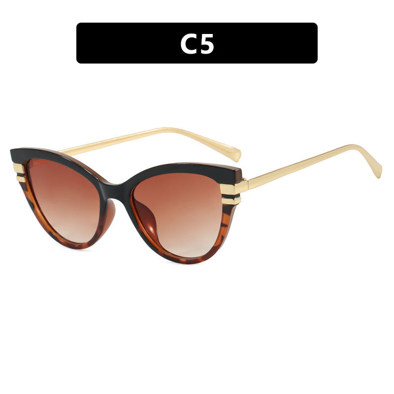 Ladies Cat-Eye Sunglasses with Elegant Plastic Frame and Golden Accents Kalsten