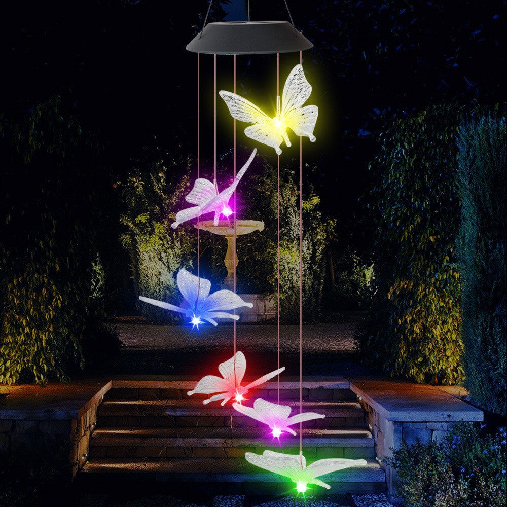 Solar-Powered Hanging Hummingbird LED Wind Chime With Color-Changing RGB Acrylic Birds And Weatherproof Top Kalsten