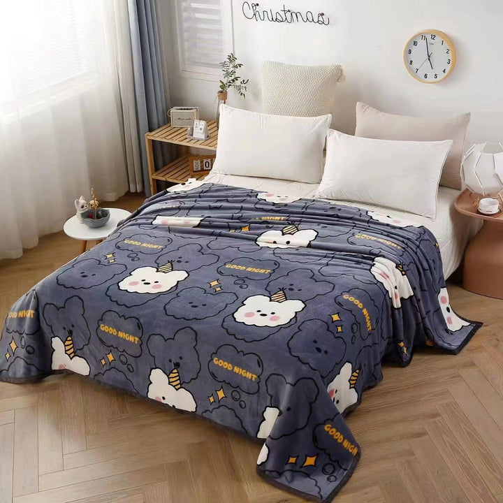 Women's Fluffy Cuddle Blanket with Playful Cloud Pattern Kalsten