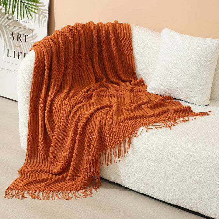 Women's stylish living room throw blanket with fringe pattern Kalsten