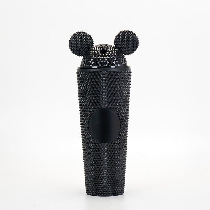 Studded Textured Reusable Tumbler With Decorative Ear-Top Screw Lid