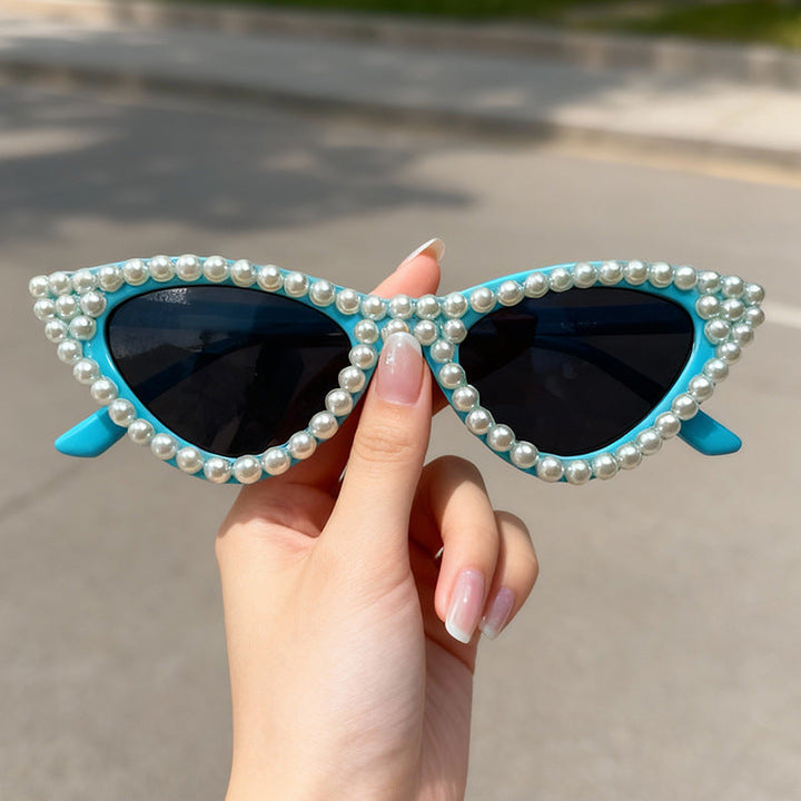 Pearl-Embellished Cat Eye Sunglasses Kalsten