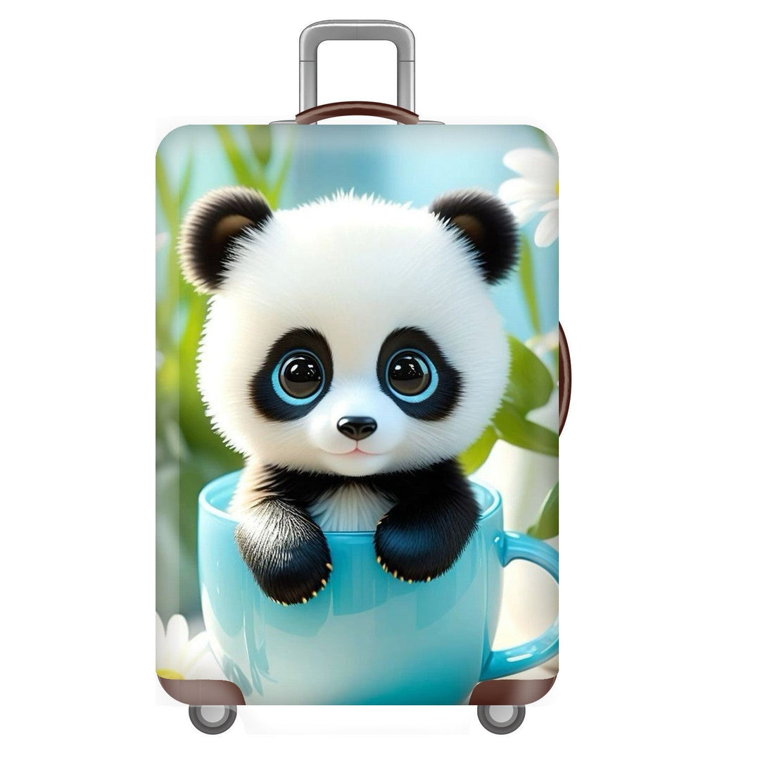 Unisex non-elastic suitcase cover for hard shell trolley with cute panda design, stretch protective cover with handle and wheel openings Kalsten