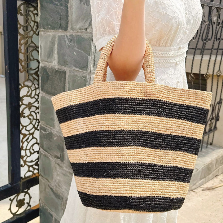Handcrafted Tote Bag In Stripe Pattern Kalsten