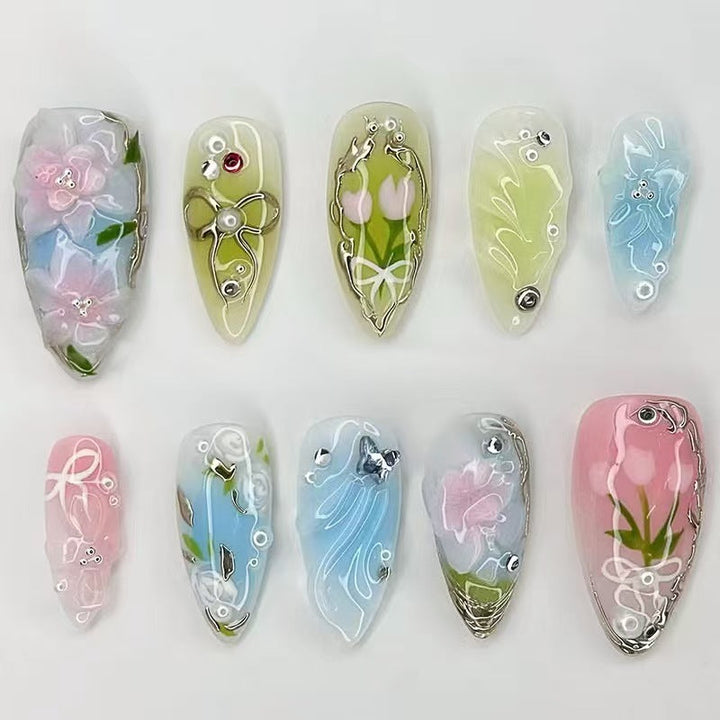 Nature-Themed Artistic Press-On Nail Set Kalsten