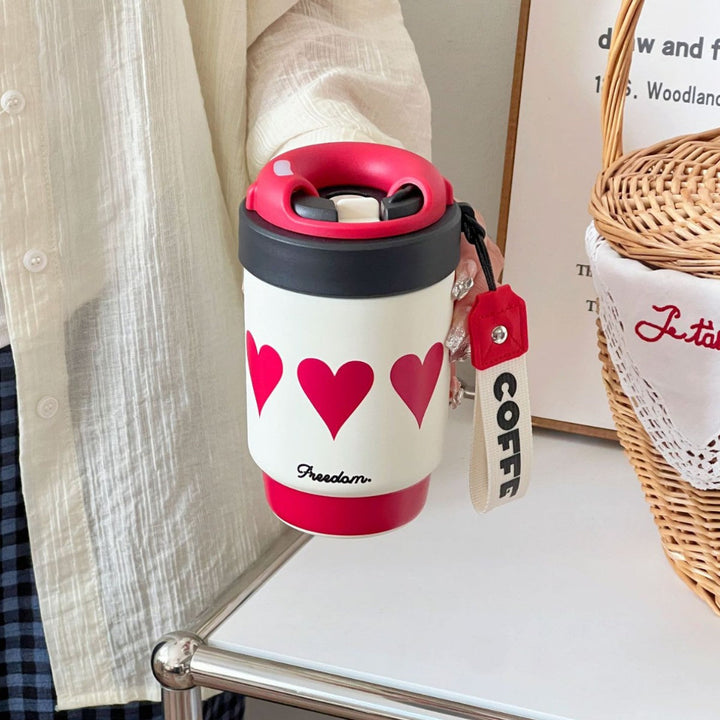 Ladies Thermos Mug with Elegant Gold Rim Kalsten