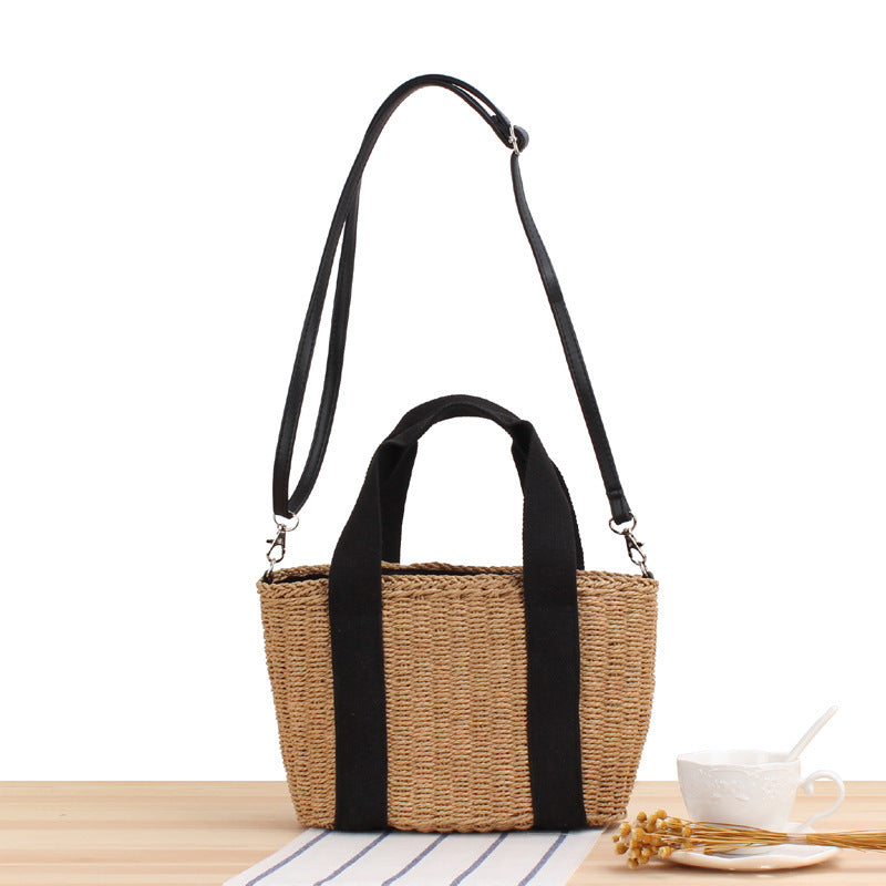 Elegant Braided Handbag with Contrasting Shoulder Straps Kalsten