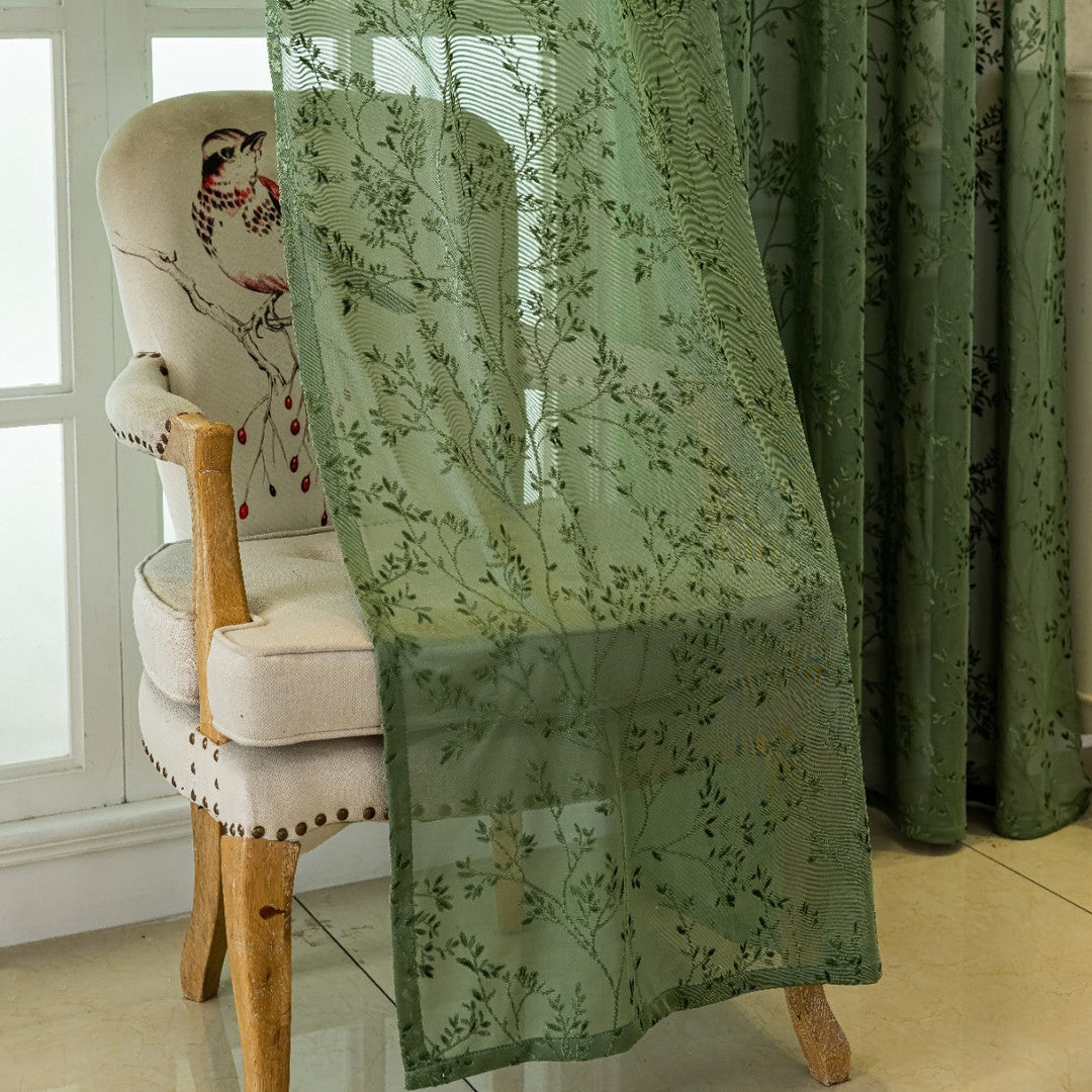 WoFloral Embroidered Sheer Curtain Kalsten