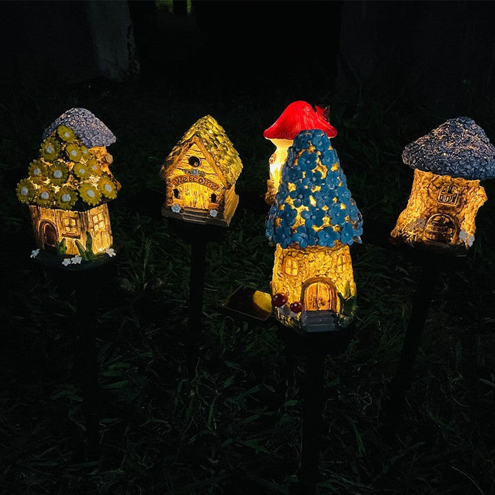 Solar Mushroom House Garden Stake Light With Rechargeable Battery Kalsten