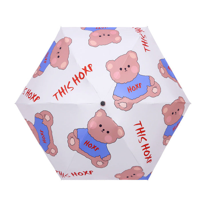 Women's Foldable Umbrella with Cute Bear Design Kalsten