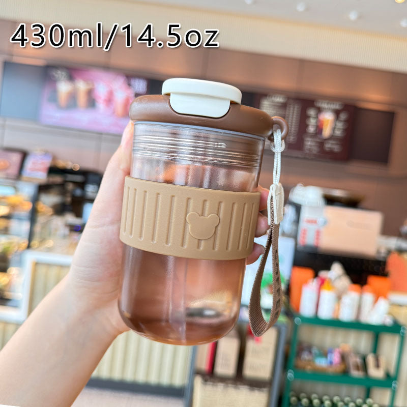 Women insulated drinking bottle with non-slip silicone ring and integrated straw Kalsten