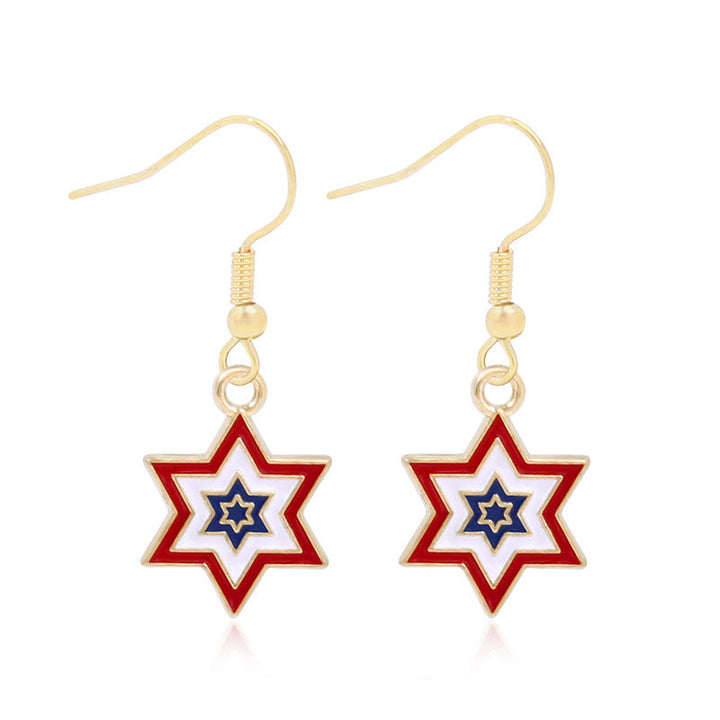 Women's star-shaped enamel earrings with USA flag motif and gold-plated fish Kalsten