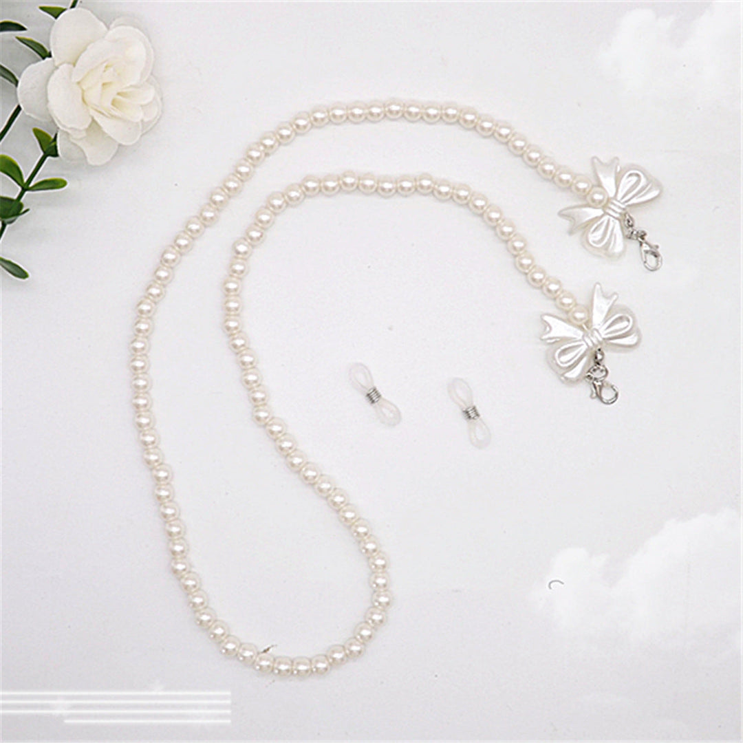 Elegant pearl glasses chain with bow pendants Kalsten