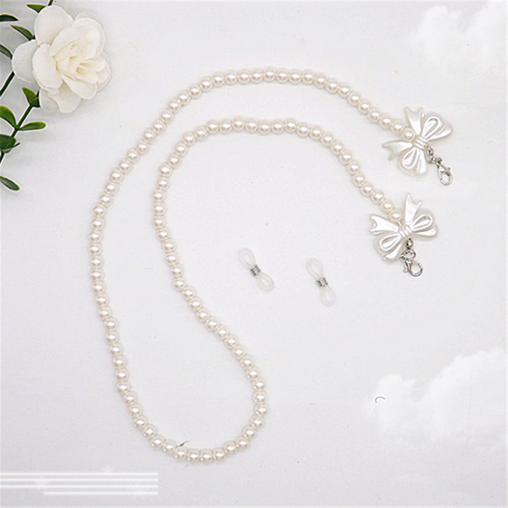 Elegant pearl glasses chain with bow pendants Kalsten