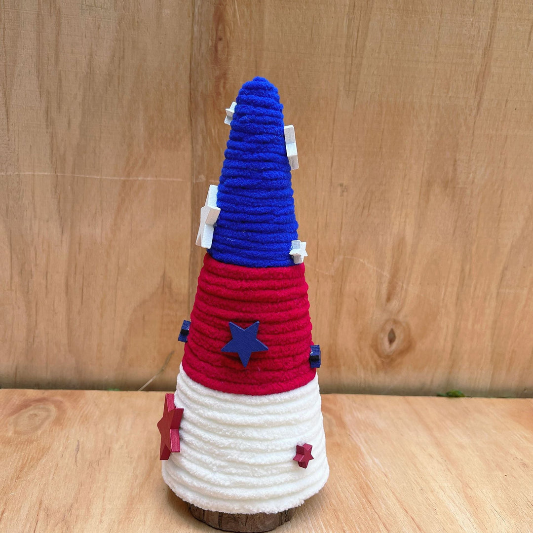 Independence Day patriotic festive tabletop cone centerpiece with felt star accents Kalsten