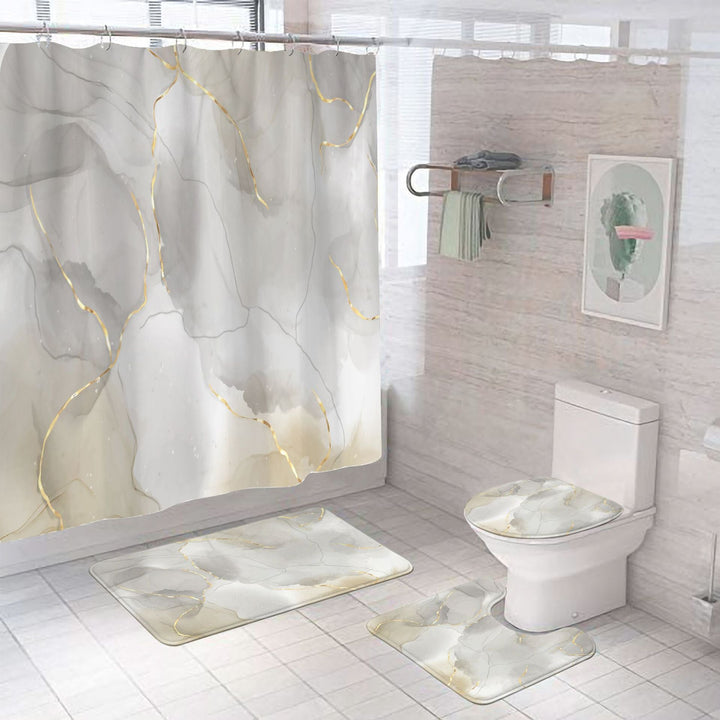 Elegant Marble Pattern Bathroom Mat Set Kalsten