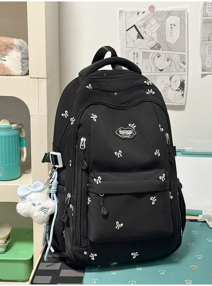 Embroidered Multi-Compartment Casual School Backpack