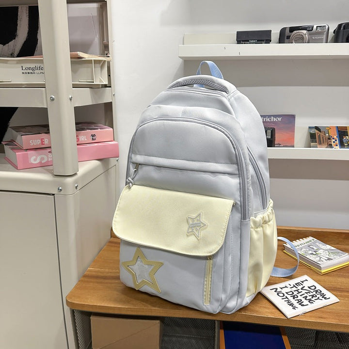 Cute Casual Star-Embellished School Backpack