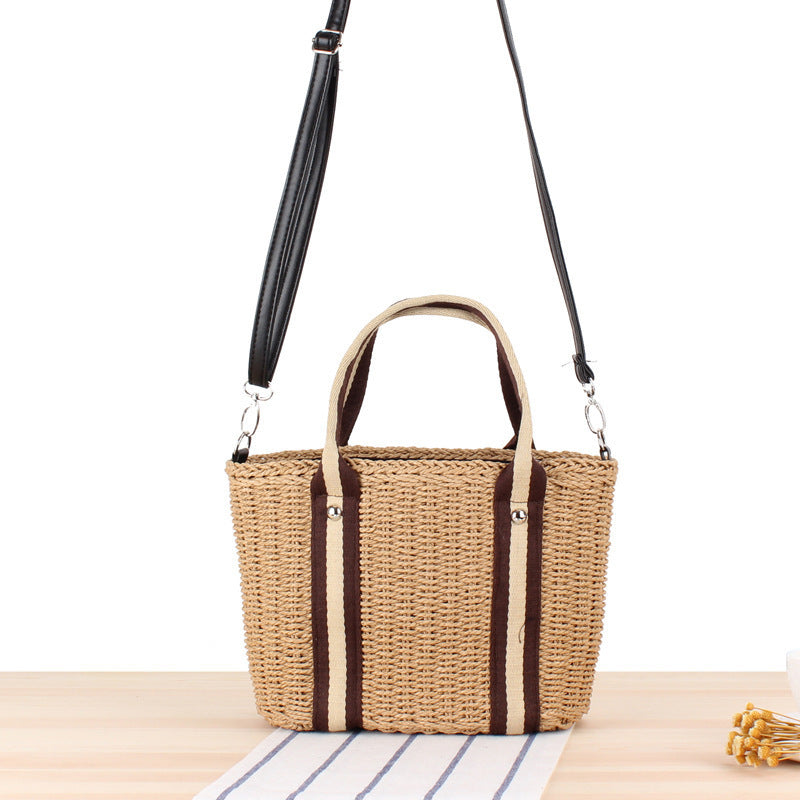 Handbag Made of Braided Natural Material with Removable Leather Strap Kalsten