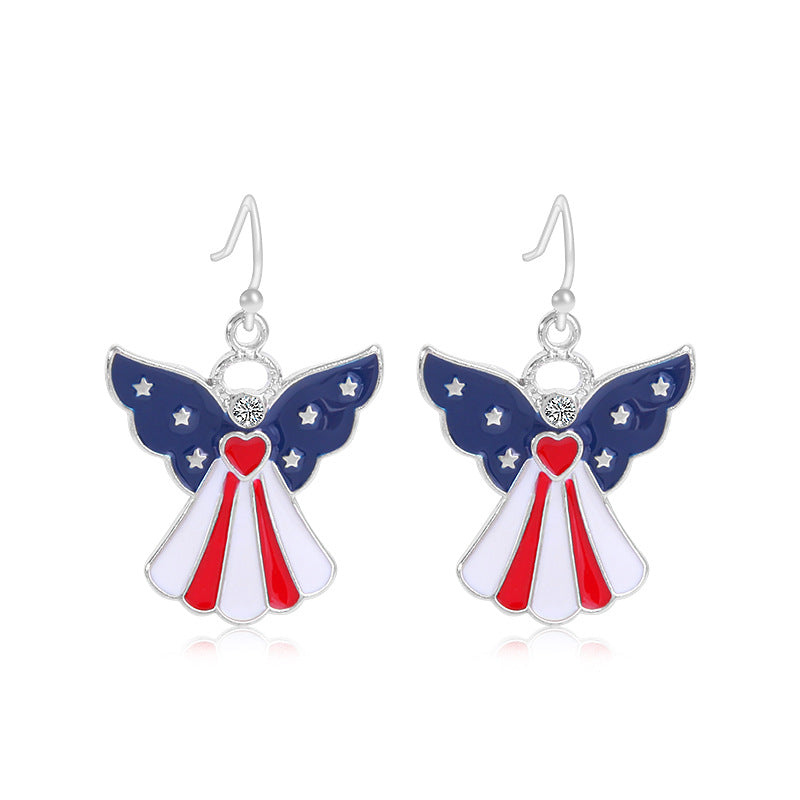 Women's star-shaped enamel earrings with USA flag motif and gold-plated fish Kalsten