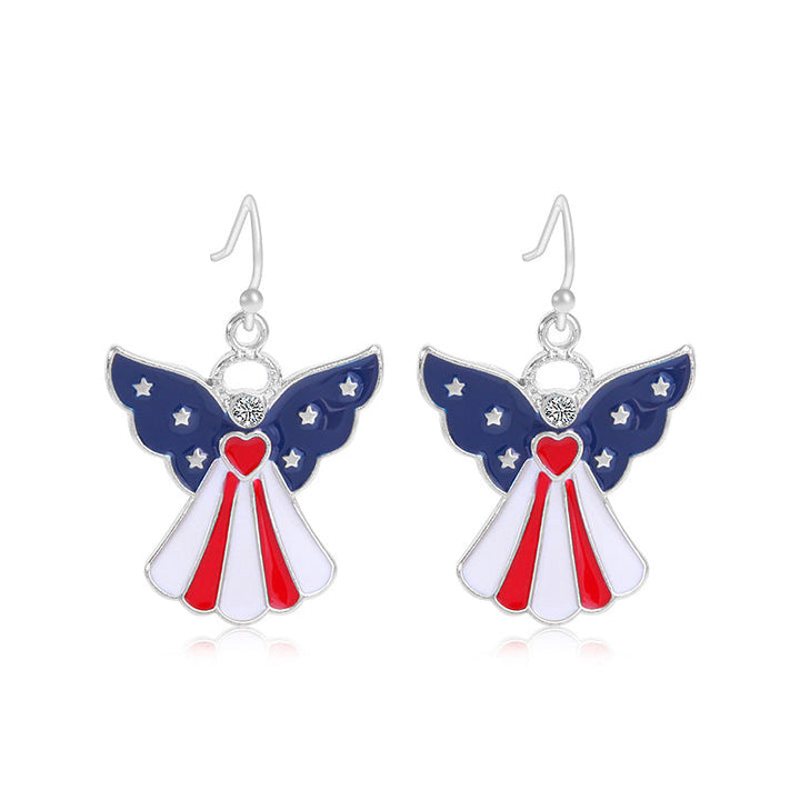 Women's star-shaped enamel earrings with USA flag motif and gold-plated fish Kalsten