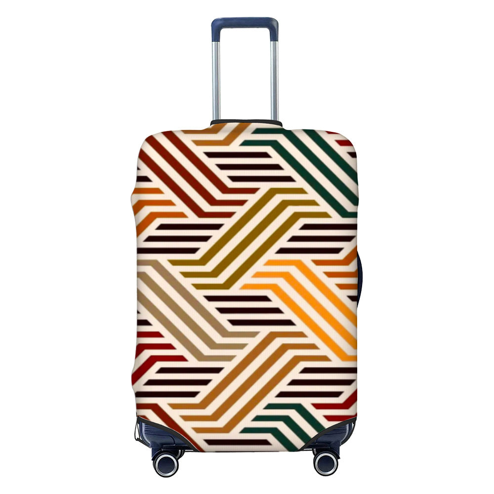 Unisex nan elastic luggage cover with geometric design, stretchable polyester-spandex fabric, zipper opening and non-slip inner securement for trolley Kalsten