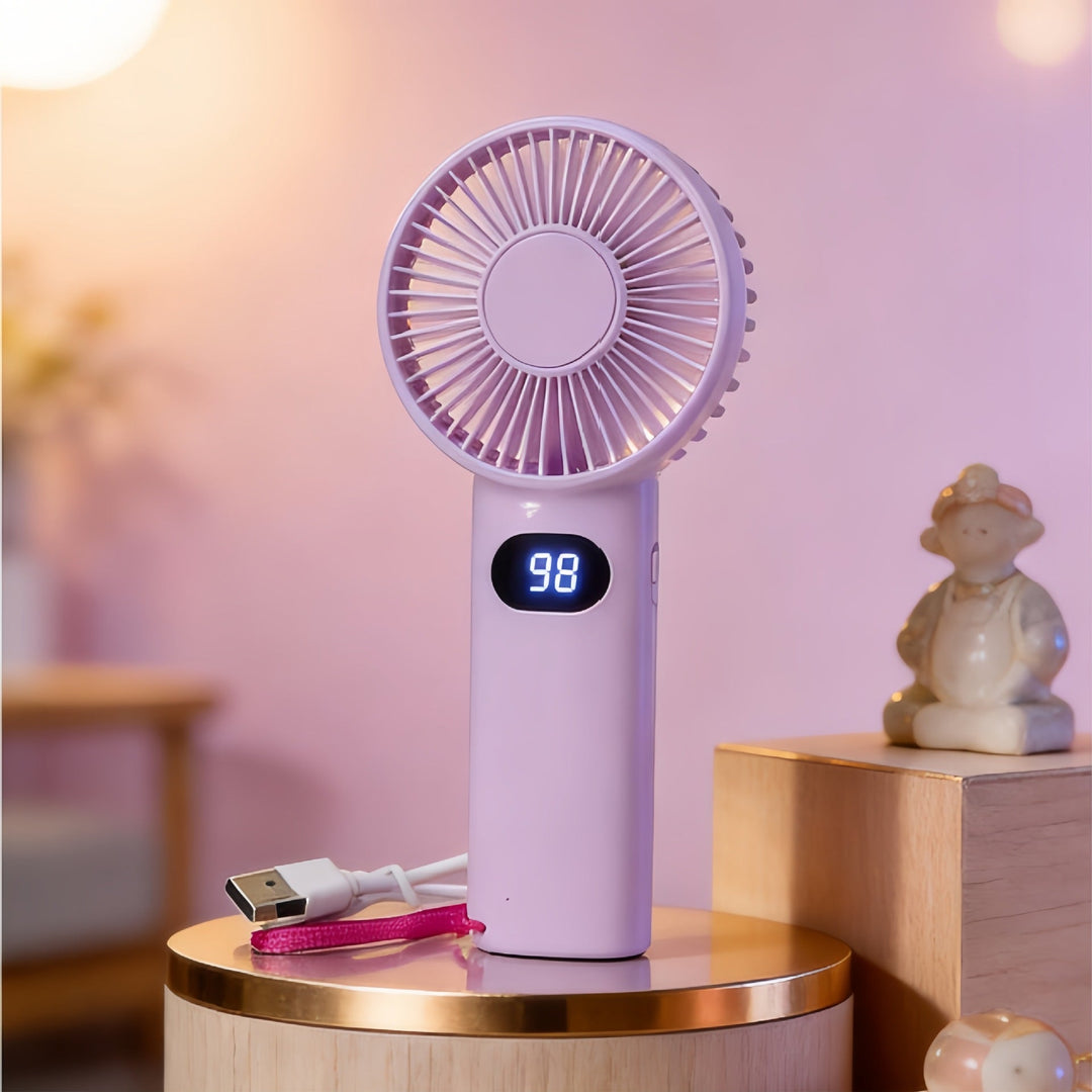 Women's Portable Mini Handheld Fan with LCD Display Kalsten