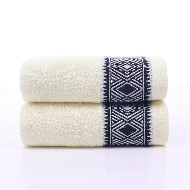 Terry Bath Towel Set With Elegant Geometric Border Kalsten