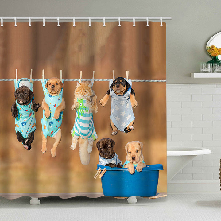 Artistic Dog Illustration Shower Curtain Kalsten