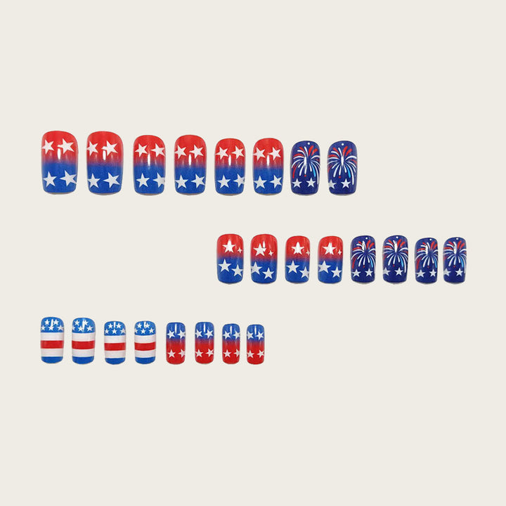Women's nan patriotic press-on manicure kit with star and fireworks nail wraps Kalsten
