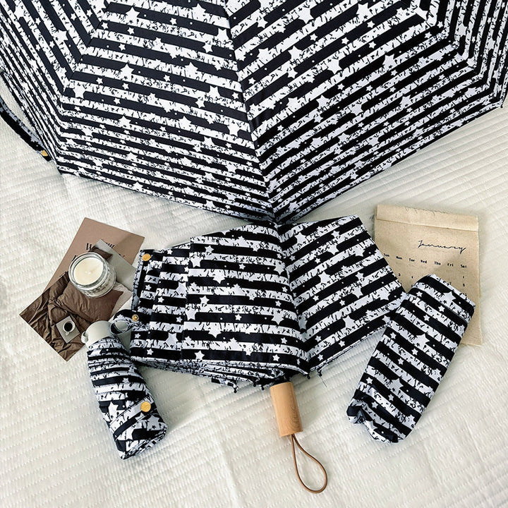 Women Foldable Umbrella with Stylish Stripe Pattern Kalsten