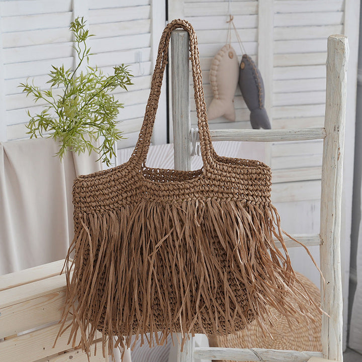 Handmade beach bag with fringed designed pattern Kalsten