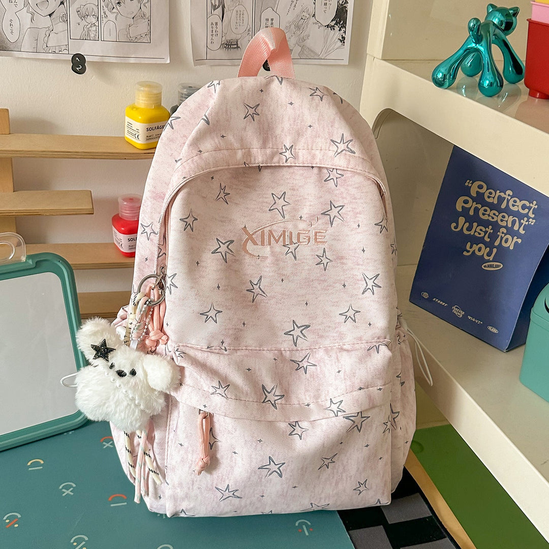 Stylish Star-Embellished School Backpack