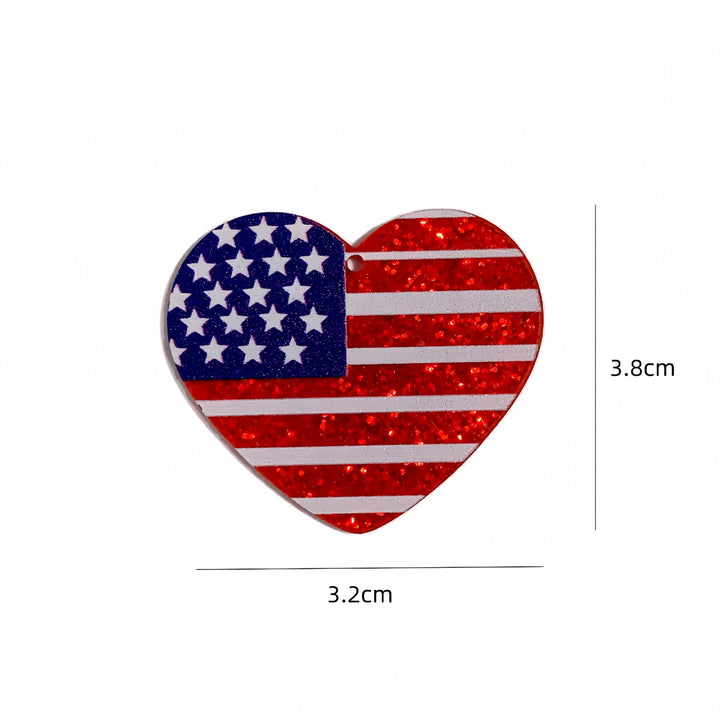 Unisex nan heart-shaped USA flag pendant acrylic with hole Kalsten