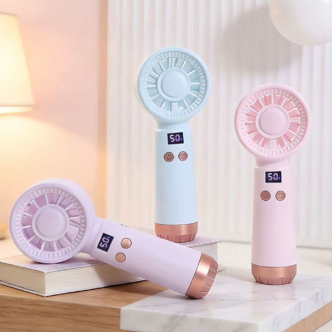 Cooling portable rechargeable bladeless handheld fan with LED speed display and USB charging Kalsten