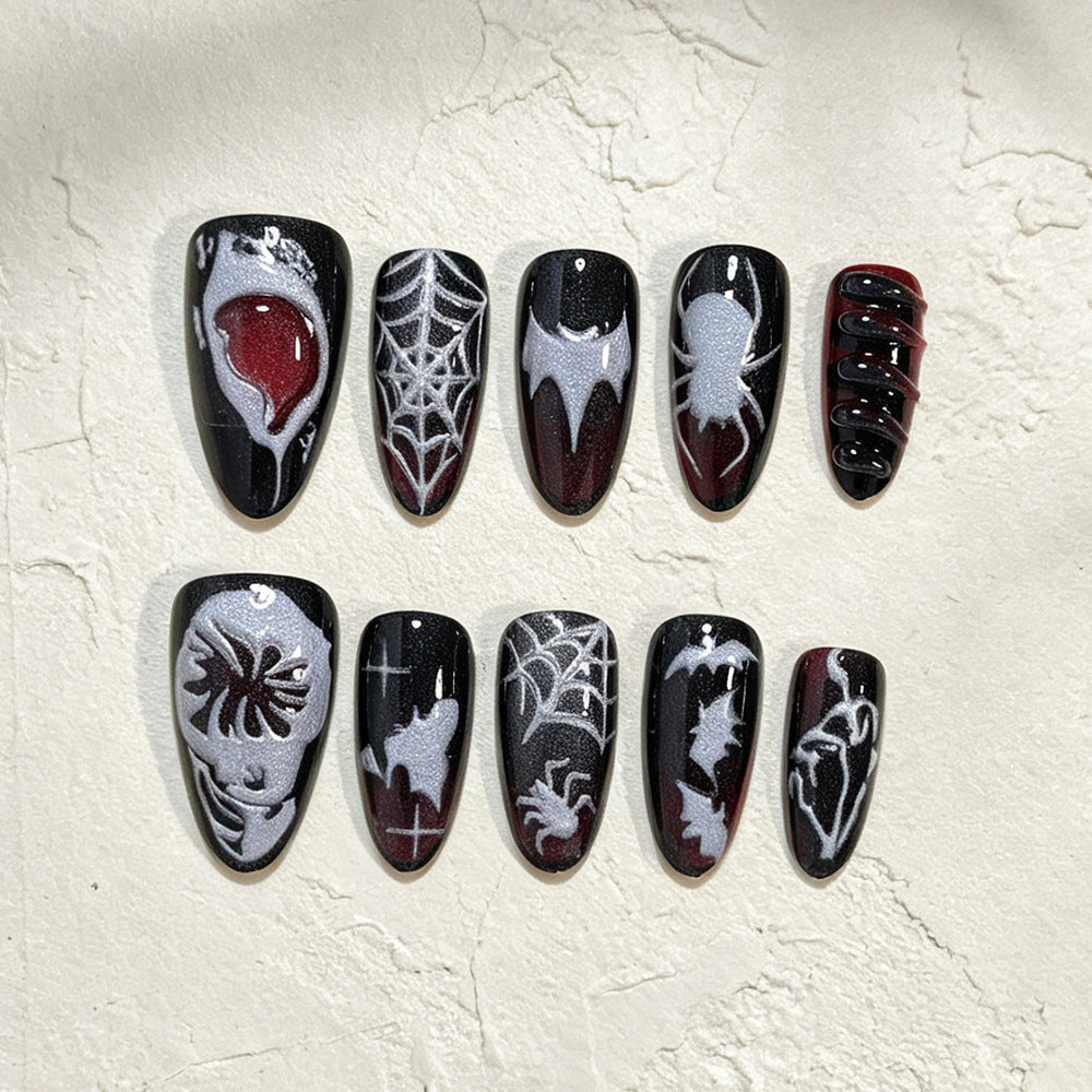 Halloween Nail Art Set with Spider Design and Gel Nails Acalora