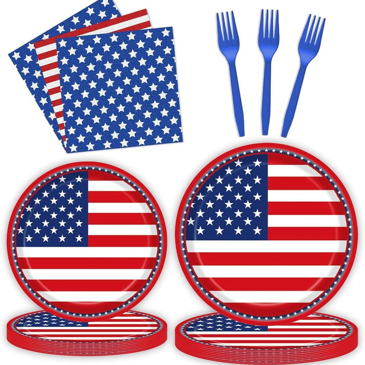 Unisex nan robust disposable paper plates with USA flag design and grease-resistant coating Kalsten