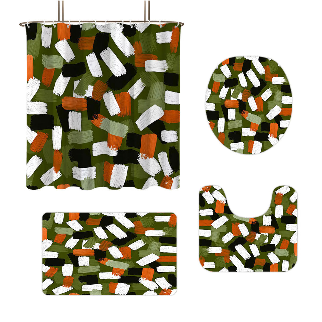 Bold Brushstroke Pattern Four-Piece Bathroom Set Kalsten