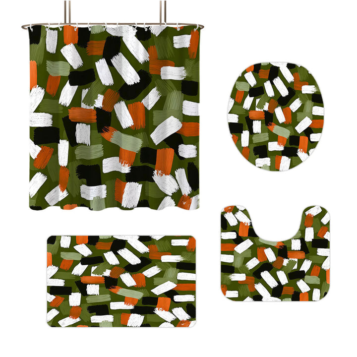 Bold Brushstroke Pattern Four-Piece Bathroom Set Kalsten