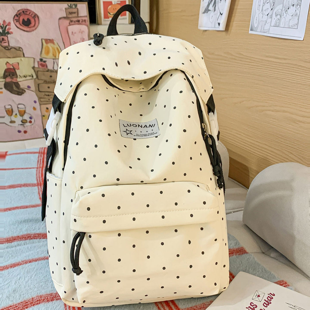 Polka-Dotted Canvas Backpack Kalsten
