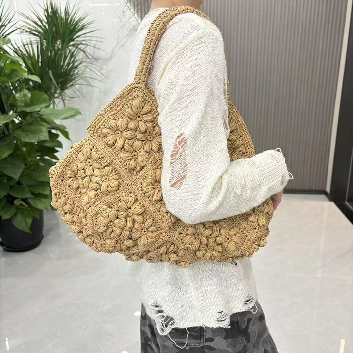 Macrame Handbag with Floral 3D Applications Kalsten