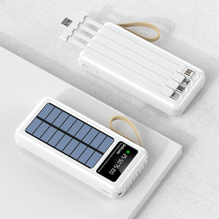 Portable solar power bank with integrated multifunction charging cable and digital display Kalsten