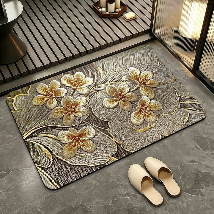 Elegant Floral Patterned Bath Mat Kalsten