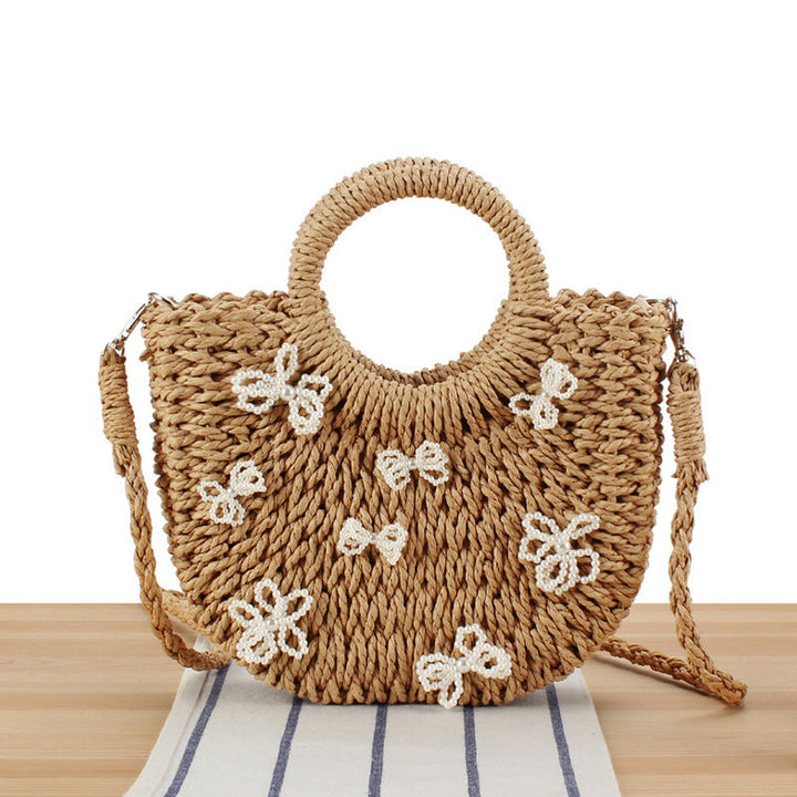 Handbag with Decorative Pearl Flowers Kalsten