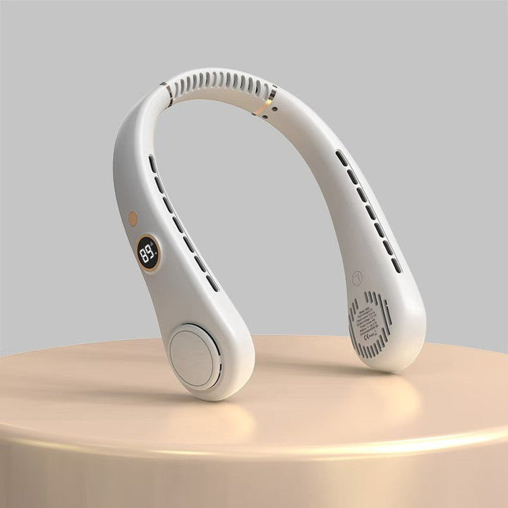 Cooling wearable bladeless neck fan with LED display and dual air outlets Kalsten