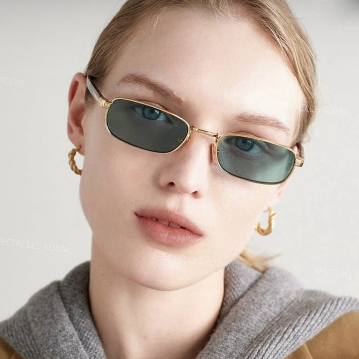 Ladies fashionable sunglasses with stylish metal frame and orange lenses Kalsten