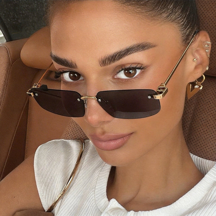 Ladies fashionable rectangular sunglasses with minimalist frame Kalsten