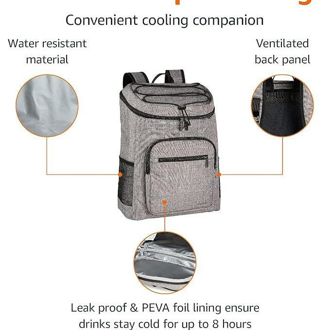 Unisex nano insulated lunch backpack with insulating inner lining and multifunctional organizer pockets Kalsten