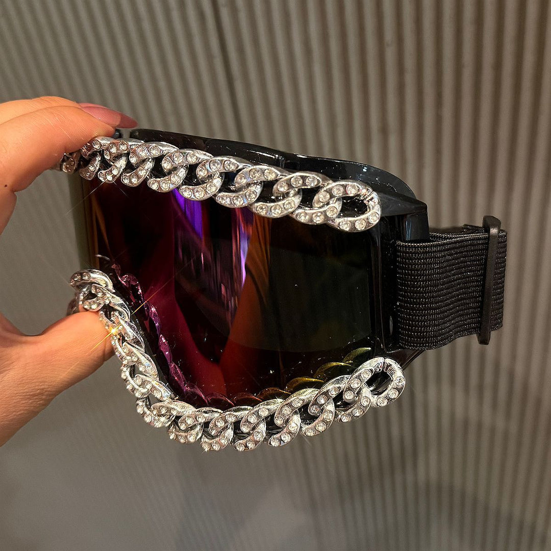 Ladies sporty elegant ski goggles with rhinestone decorated frame Kalsten