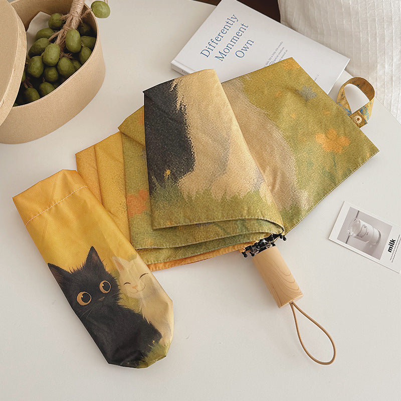 Women's Automatic Umbrella with Unique Cat Design Kalsten